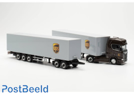 Scania CR20HD with two box semitrailer "UPS Spain"
