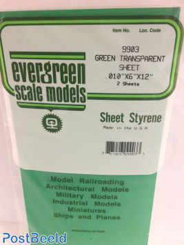 Green Transparent Sheet ~ 305x152x0.25mm (2pcs)