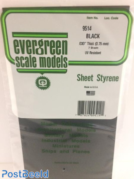 Evergreen Smooth Plate 152x292mm - Black 0.75mm thick - 2 Sheets