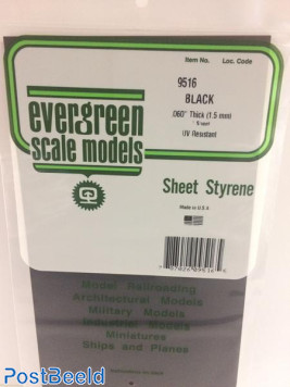 Evergreen Smooth Plate 152x292mm - Black 1.5mm thick - 1 Sheet