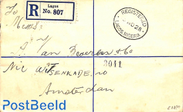 Registered letter, uprated to Amsterdam (tear in 3d stamp)