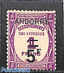 Postage due 5fr on 1fr, Stamp out of set