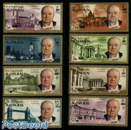 Sir Winston Churchill 8v with overprints
