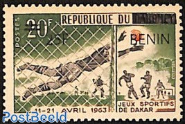 set of 2 stamps, football, soccer, dakar, overprint