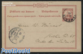 Kamerun, Reply Paid Postcard 10/10pf