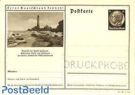 Illustrated postcard 6pf, Lighthouse, DRUCKPROBE