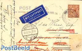 airmail from England to Berlin, forewarded to Amsterdam