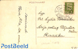 Postcard with postmark: PV NARVA-TAPA