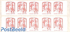 Utilisez le nombre des timbres, Booklet with 10x rouge s-a