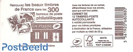 300 bureaux de postes philateliques, Booklet with 12x rouge s-a