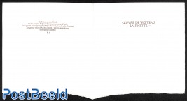 Oevre de Watteau-La finette, Special FDC leaf on handmade paper with Decaris gravure, limited ed.