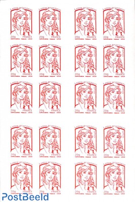 Timbres d'Andorre, booklet with 20x rouge s-a