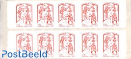 Le premier timbre qui parle, Booklet with 10x rouge s-a