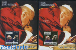 Pope Benedict XVI 2 s/s, silver, gold