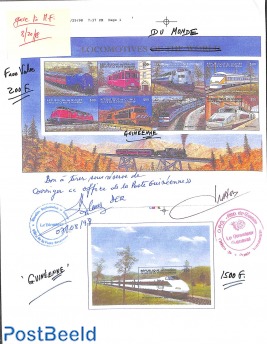 Trains, original design sheets with remarks