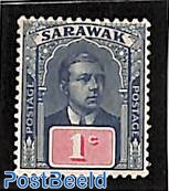 Sarawak, 1c, without WM, Stamp out of set