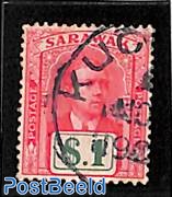 Sarawak, 1$, without WM, Stamp out of set