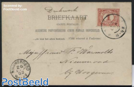 Kleinrond NIEUWEROORD (as arrival postmark) on postcard