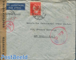 Censored airmail From Batavia to New York