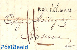 Folding letter from Rotterdam to Bordeaux