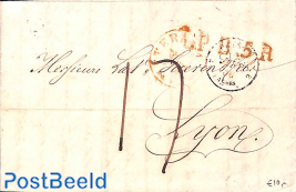 Folding letter from Amsterdam to Lyon, with Lyon mark