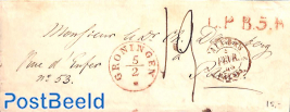 Little folded letter from Groningen to Paris with Groningen mark