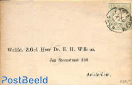 folding cover from/to Amsterdam. Drukwerkzegel 1 cent 