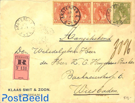 Registered letter from Amsterdam to Wiesbaden 