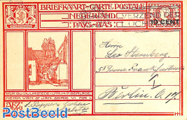 Postcard 10 cent on 12.5c, Wijk bij Duurstede, sent to Berlin