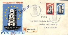 Europa 2v, FDC, closed flap, typed address