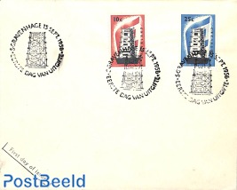 Europa 2v, FDC, on normal cover with special FDC cancellation (officially not allowed)