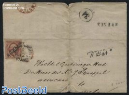 Letter with 10c stamp with cancellations Rhenen, Wageningen-C