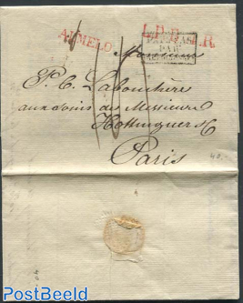 Folding letter from Almelo to Paris with Oktober 1819 mark