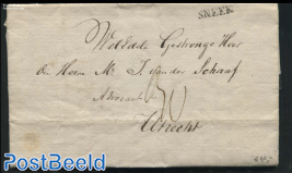 Folded mourning letter from Sneek to Utrecht