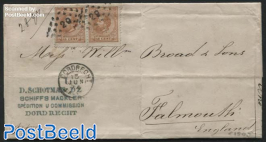 Letter from Dorecht to Falmouth, with pair of NVPH No. 23K