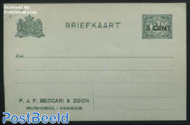 Postcard with private text, Beccari  Wijnhandel Haarlem