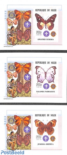 Butterflies, scouting 3 s/s, imperforated