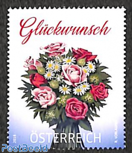 Greeting stamp, flowers 1v