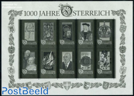 1000 Years Austria blackprint minisheet in folder