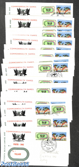 Set of 24 different covers with different special cancellations