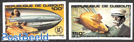 80 years Zeppelin 2v, imperforated