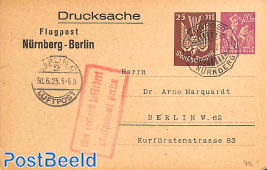 Airmail postcard 20+25m Nürnberg-Berlin