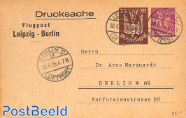 Airmail postcard 20+25m Leipzig-Berlin