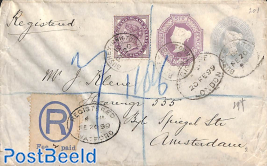Envelope 6d+2.5d, uprated to registered mail to Amsterdam