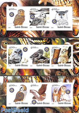 Owls, Rotary 3 m/s, imperforated