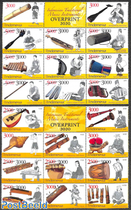 Music instruments, overprints 22v