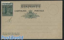 Postcard, 30Cmi on 0 Cmi, Risposta (answer card)