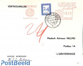 letter to The Hague, postage due 24c