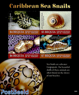 Bequia, Carribean Sea Snails 4v m/s