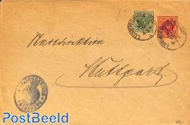 Envelope 10pf, uprated 5pf from LUDWIGSBURG to Stuttgart